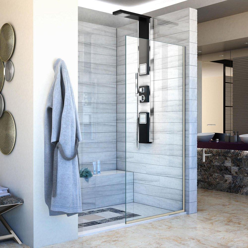 DreamLine Brushed Nickel 30 in. Frameless Shower Door with Clear Tempered Glass 