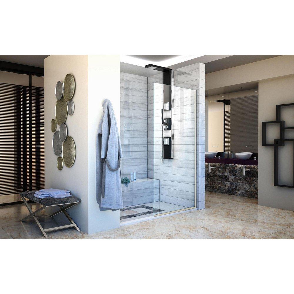 DreamLine Brushed Nickel 30 in. Frameless Shower Door with Clear Tempered Glass 