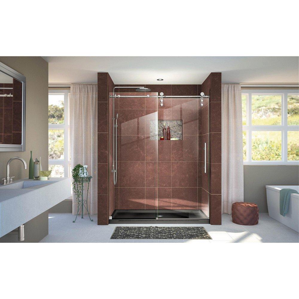 DreamLine Polished Stainless Steel 60 in. Frameless Sliding Shower Door with Clear Tempered Glass 