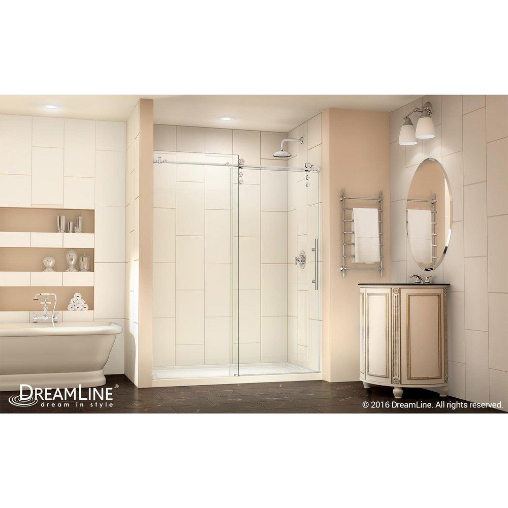 DreamLine Polished Stainless Steel 60 in. Frameless Sliding Shower Door with Clear Tempered Glass 