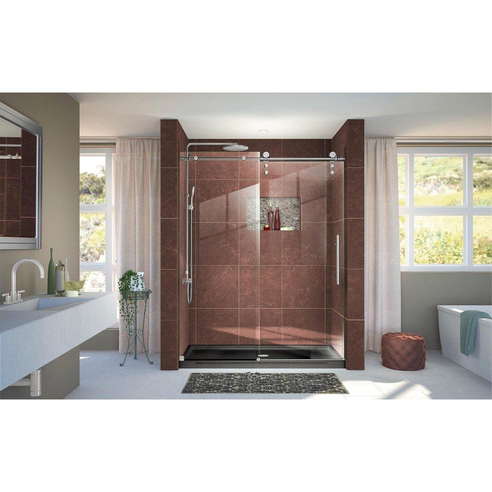 DreamLine Brushed Stainless Steel 60 in. Frameless Sliding Shower Door with Clear Tempered Glass 