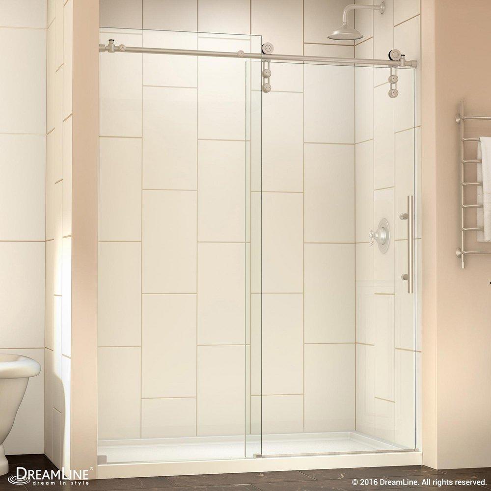 DreamLine Brushed Stainless Steel 60 in. Frameless Sliding Shower Door with Clear Tempered Glass 