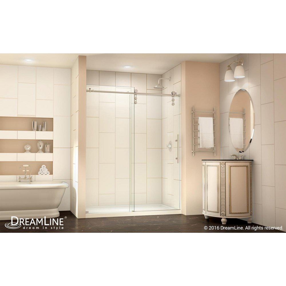 DreamLine Brushed Stainless Steel 60 in. Frameless Sliding Shower Door with Clear Tempered Glass 