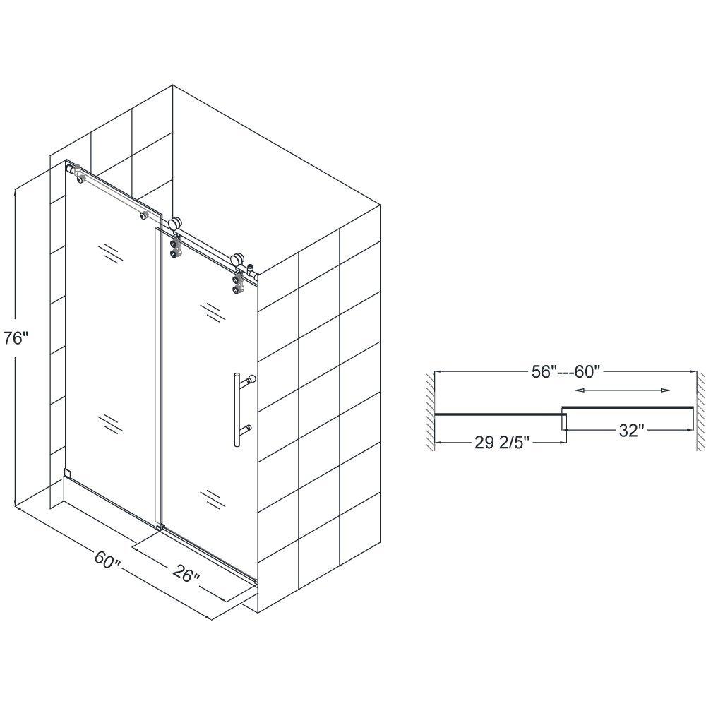 DreamLine Brushed Stainless Steel 60 in. Frameless Sliding Shower Door with Clear Tempered Glass 