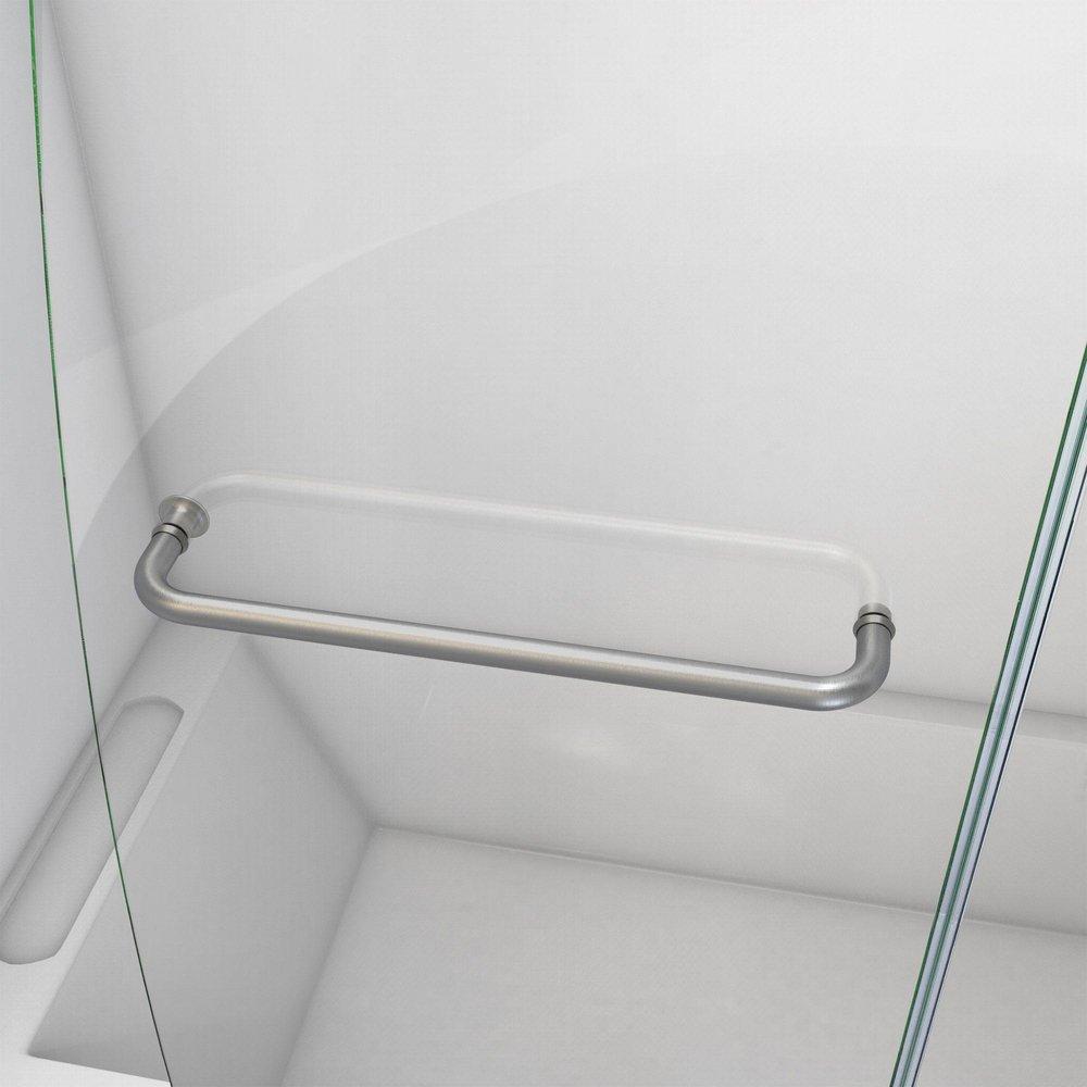 DreamLine Brushed Nickel 48 in. Frameless Hinged Tub and Shower Door with Clear Tempered Glass 