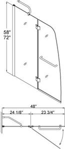 DreamLine Brushed Nickel 48 in. Frameless Hinged Tub and Shower Door with Clear Tempered Glass 