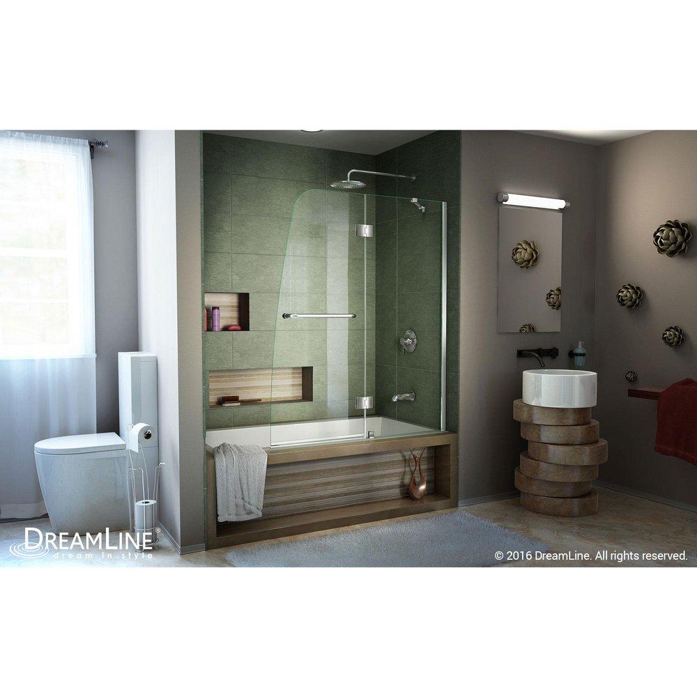 DreamLine Chrome 48 in. Frameless Hinged Tub and Shower Door with Clear Tempered Glass 
