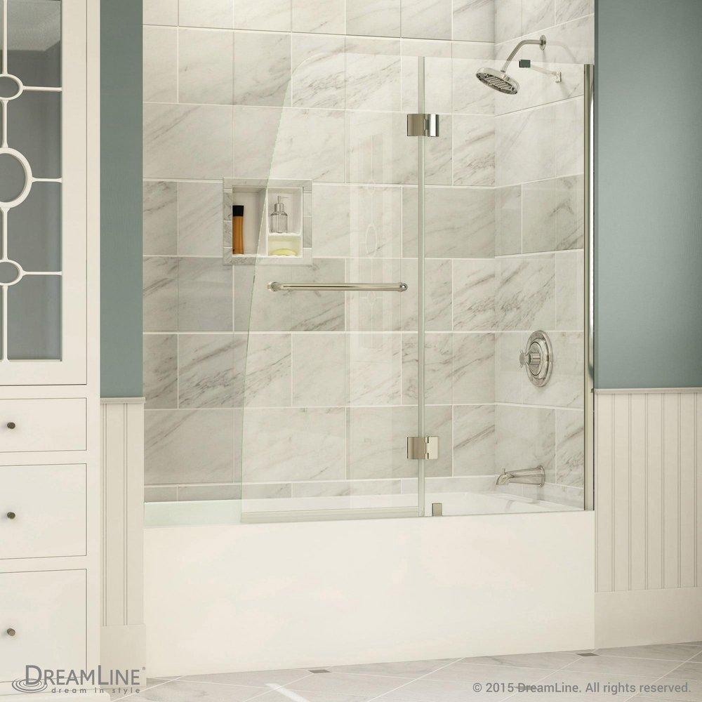 DreamLine Chrome 48 in. Frameless Hinged Tub and Shower Door with Clear Tempered Glass 