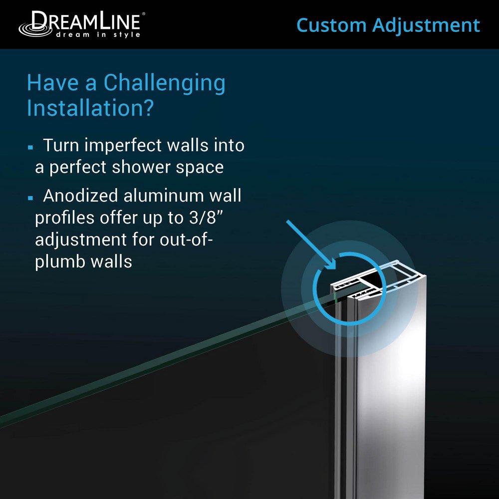 DreamLine Chrome 48 in. Frameless Hinged Tub and Shower Door with Clear Tempered Glass 