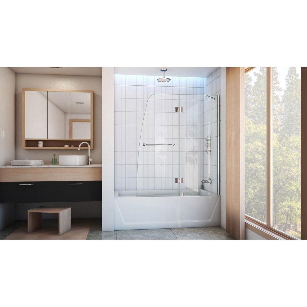 DreamLine Chrome 48 in. Frameless Hinged Tub and Shower Door with Clear Tempered Glass 