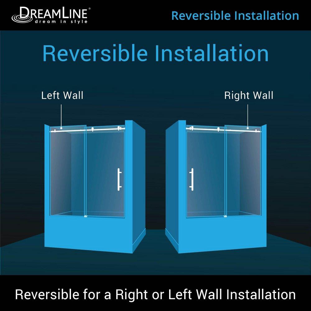 DreamLine Brushed Stainless Steel 60 in. Frameless Sliding Tub and Shower Door with Clear Tempered Glass 