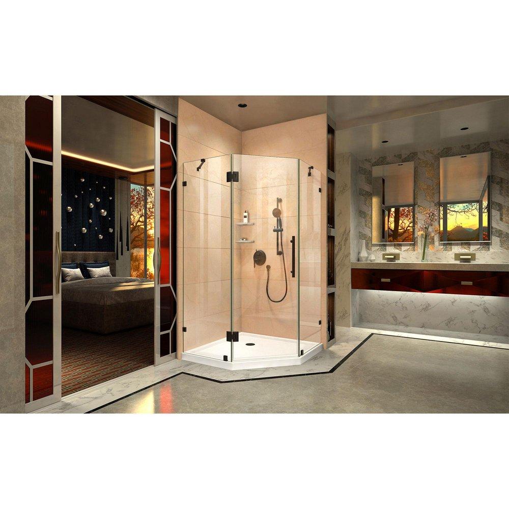 DreamLine Oil Rubbed Bronze 36-5/16 in. Frameless Hinged Shower Enclosure with Tempered Glass 