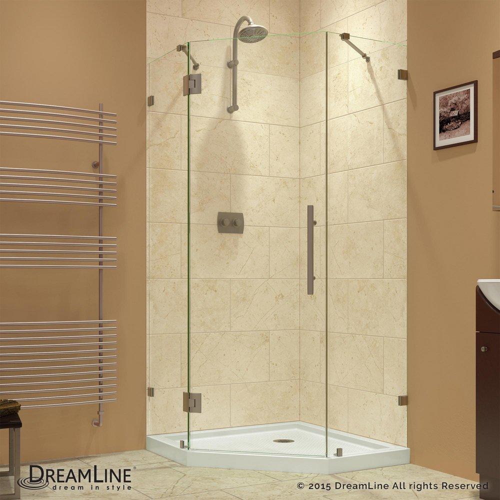 DreamLine Brushed Nickel 36-5/16 in. Frameless Hinged Shower Enclosure with Tempered Glass 