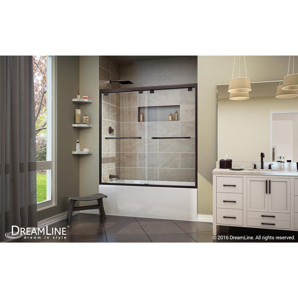 DreamLine Oil Rubbed Bronze 60 in. Frameless Bypass Sliding Tub and Shower Door with Clear Glass 