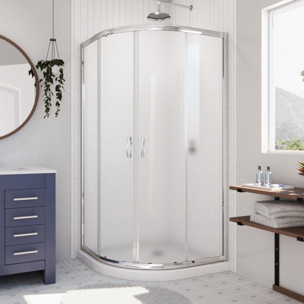 DreamLine Chrome 31-3/8 in. Frameless Sliding Shower Enclosure with Frosted Glass 