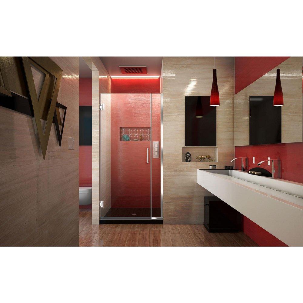 DreamLine Chrome 34-1/2 in. Frameless Hinged Shower Door with Clear Tempered Glass 