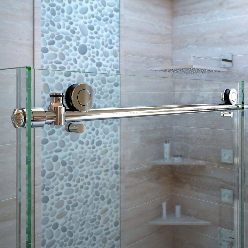 DreamLine Brushed Stainless Steel 48-3/8 in. Frameless Sliding Shower Enclosure with Clear Tempered Glass 