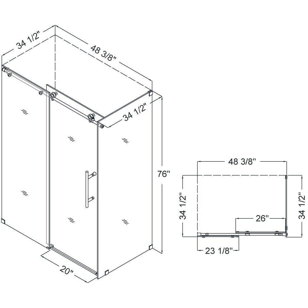 DreamLine Brushed Stainless Steel 48-3/8 in. Frameless Sliding Shower Enclosure with Clear Tempered Glass 