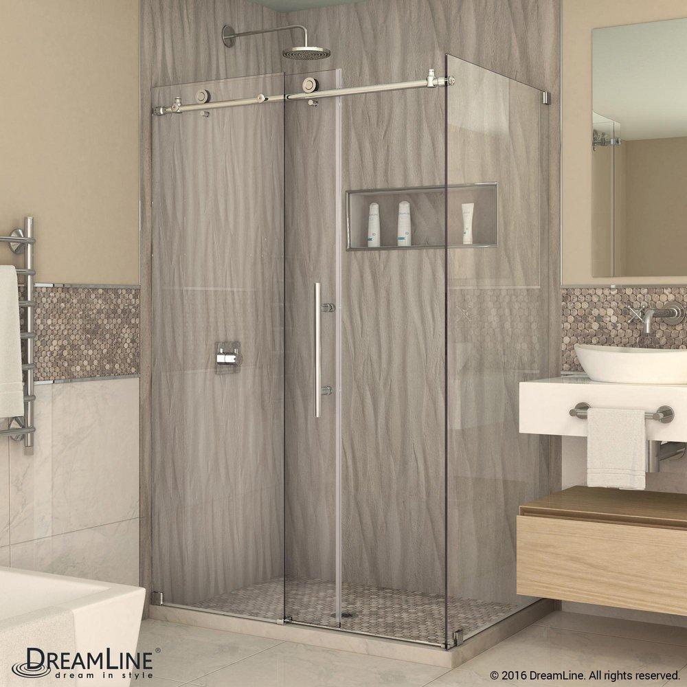 DreamLine Polished Stainless Steel 76 x 34-1/2 in. Frameless Sliding Shower Door 