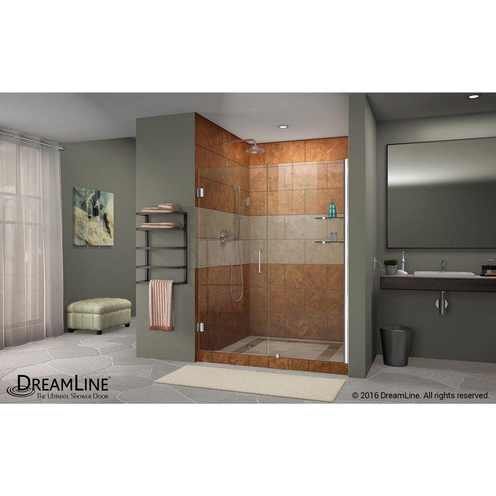 DreamLine Chrome 58 in. Frameless Hinged Shower Door with Tempered Glass 
