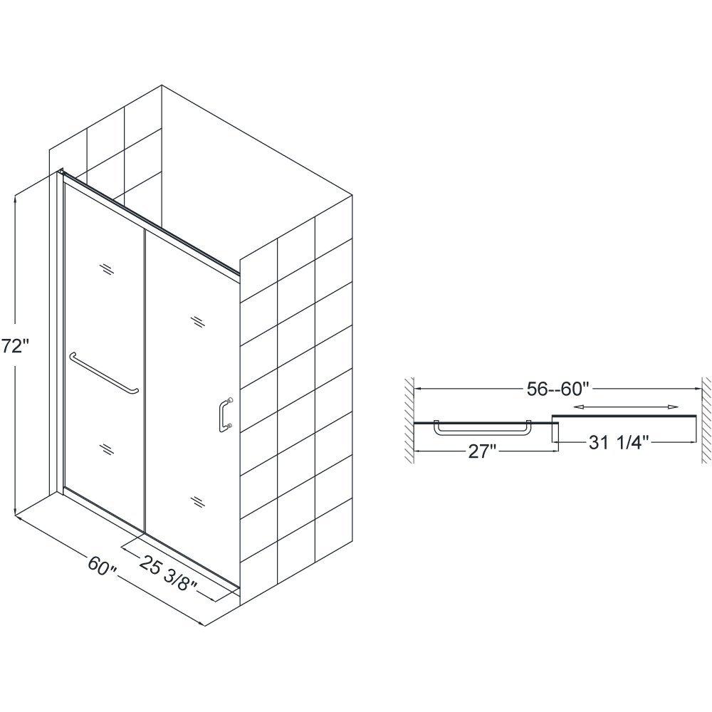 DreamLine Chrome 60 in. Frameless Sliding Shower Door with Clear Glass 