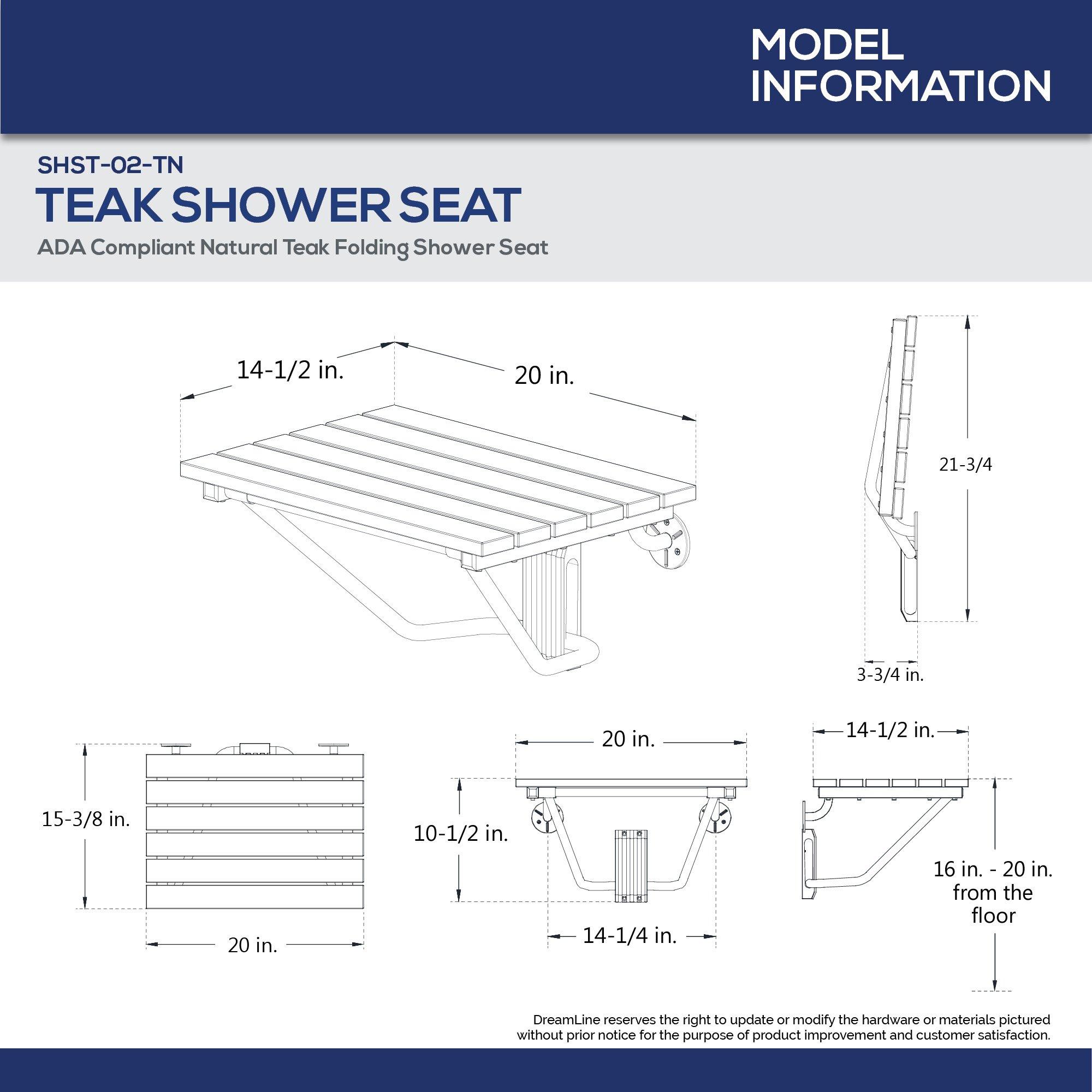 DreamLine Stainless Steel Shower Seat 