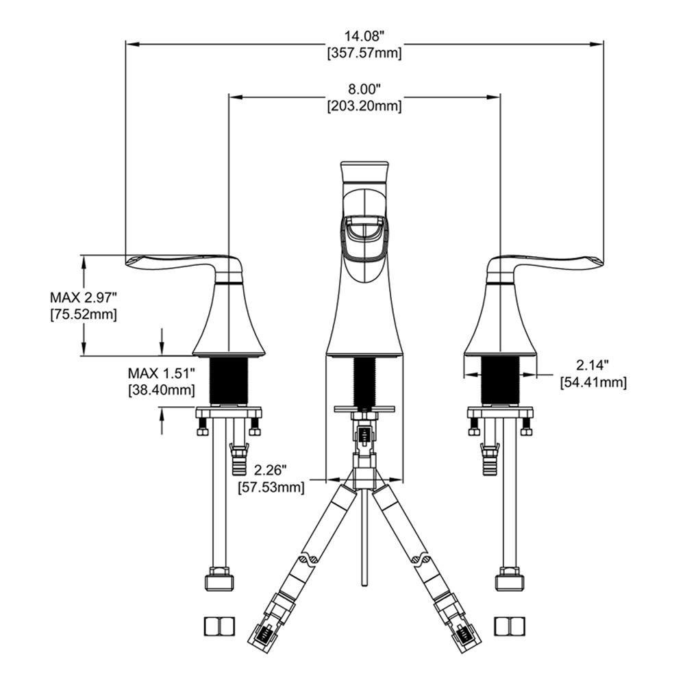 Speakman Polished Chrome Deck Mount Widespread Bathroom Sink Faucet with Double Lever Handle 
