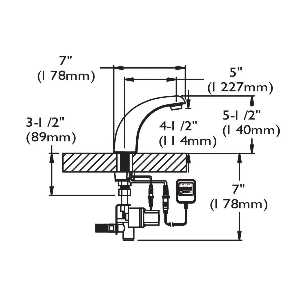 Speakman Polished Chrome 0.5 gpm 2 Hole Deck Mount AC Powered Sensor Institutional Sink Faucet 
