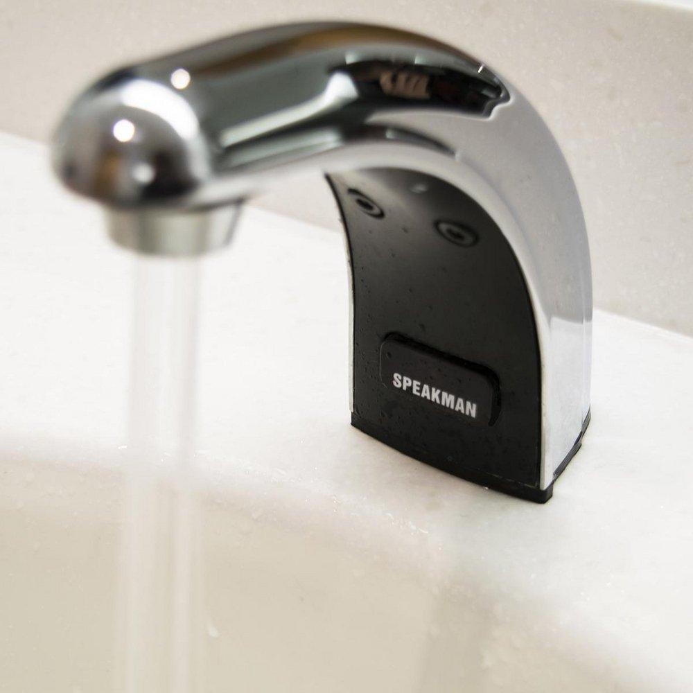 Speakman Polished Chrome 0.5 gpm 2 Hole Deck Mount AC Powered Sensor Institutional Sink Faucet 