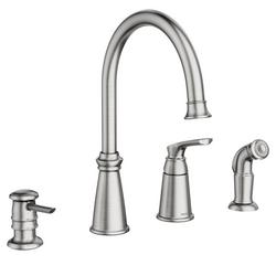 Single Handle High Arc Kitchen Faucet with Side Spray and Soap Dispenser in Spot Resist&trade; Stainless