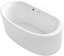 KOHLER White Acrylic Freestanding Oval Bathtub with Heated Surface, Straight Shroud and Center Drain 