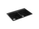 KOHLER Matte Black 33 x 22 in. 1 Hole Composite Double Bowl Dual Mount Kitchen Sink 