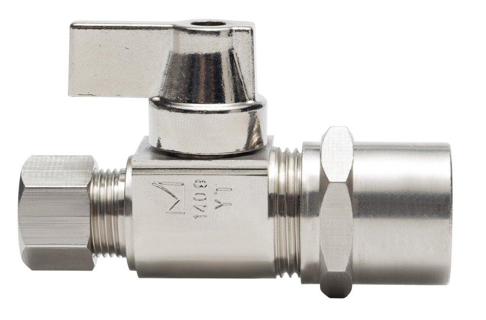 Sioux Chief Nickel Plated Solvent Weld x OD Compression Straight Supply Stop Valve in Nickel Plated 
