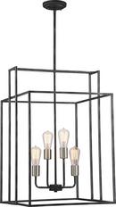 60W 4-Light Square Pendant in Iron Black and Brushed Nickel