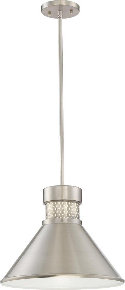 NUVO Brushed Nickel/White 15W 1-Light Connector LED Pendant 