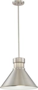 NUVO Brushed Nickel/White 15W 1-Light Connector LED Pendant 
