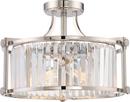 NUVO Polished Nickel 180W 3-Light Medium E-26 Base Incandescent Semi-Flush Mount Ceiling Fixture 