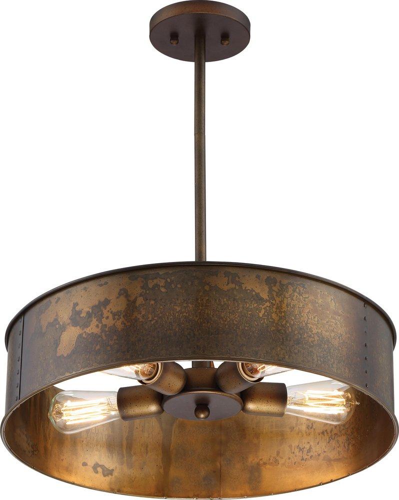 NUVO Weathered Brass 4-Light Pendant 