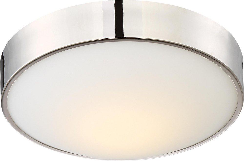 NUVO Polished Nickel 13 in. 16W 1-Light LED Flushmount Ceiling Fixture 