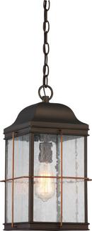 1-Light 60W Outdoor Hanging Lantern in Bronze with Copper Accents