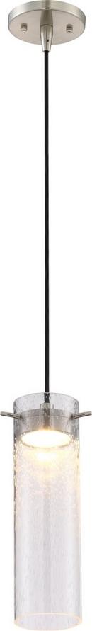 NUVO Brushed Nickel 1-Light LED Mini Pendant with Clear Seeded Glass 