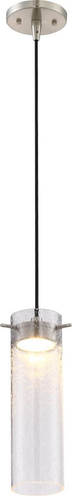 1-Light LED Mini Pendant with Clear Seeded Glass in Brushed Nickel