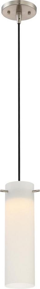 NUVO Brushed Nickel 1-Light LED Mini Pendant with White Opal Glass 