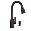 1-Hole Pull-Down Kitchen Faucet with Single Lever Handle in Mediterranean Bronze