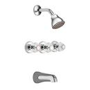 Three Handle Single Function Bathtub & Shower Faucet in Polished Chrome