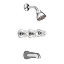 Moen Polished Chrome Three Handle Single Function Bathtub & Shower Faucet 