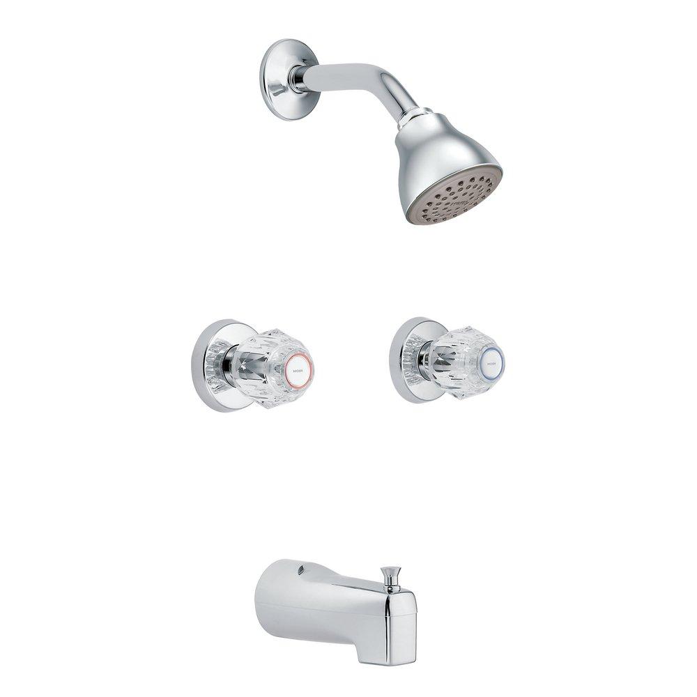 Moen Polished Chrome Two Handle Single Function Bathtub & Shower Faucet 