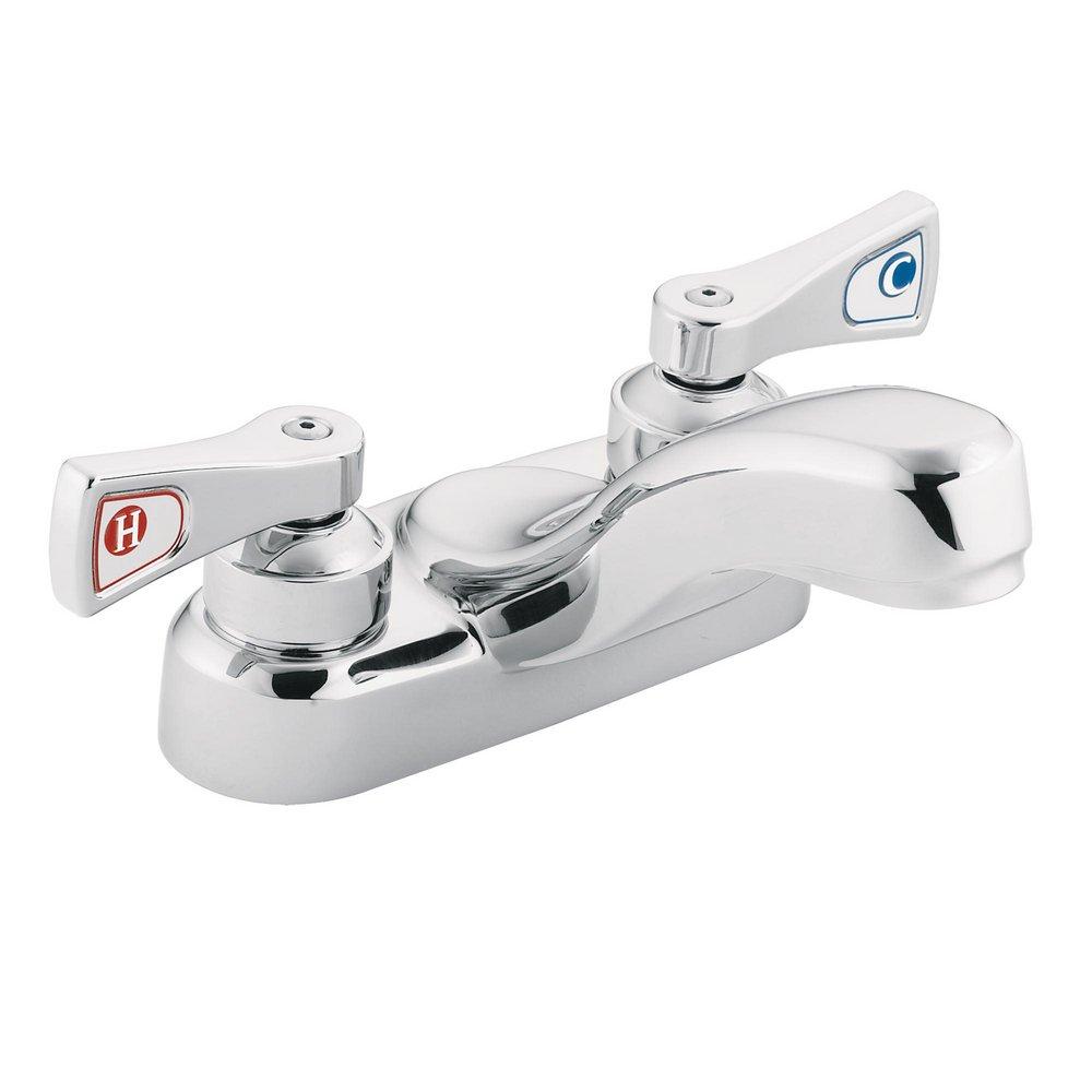 Moen Polished Chrome Two Handle Centerset Bathroom Sink Faucet 