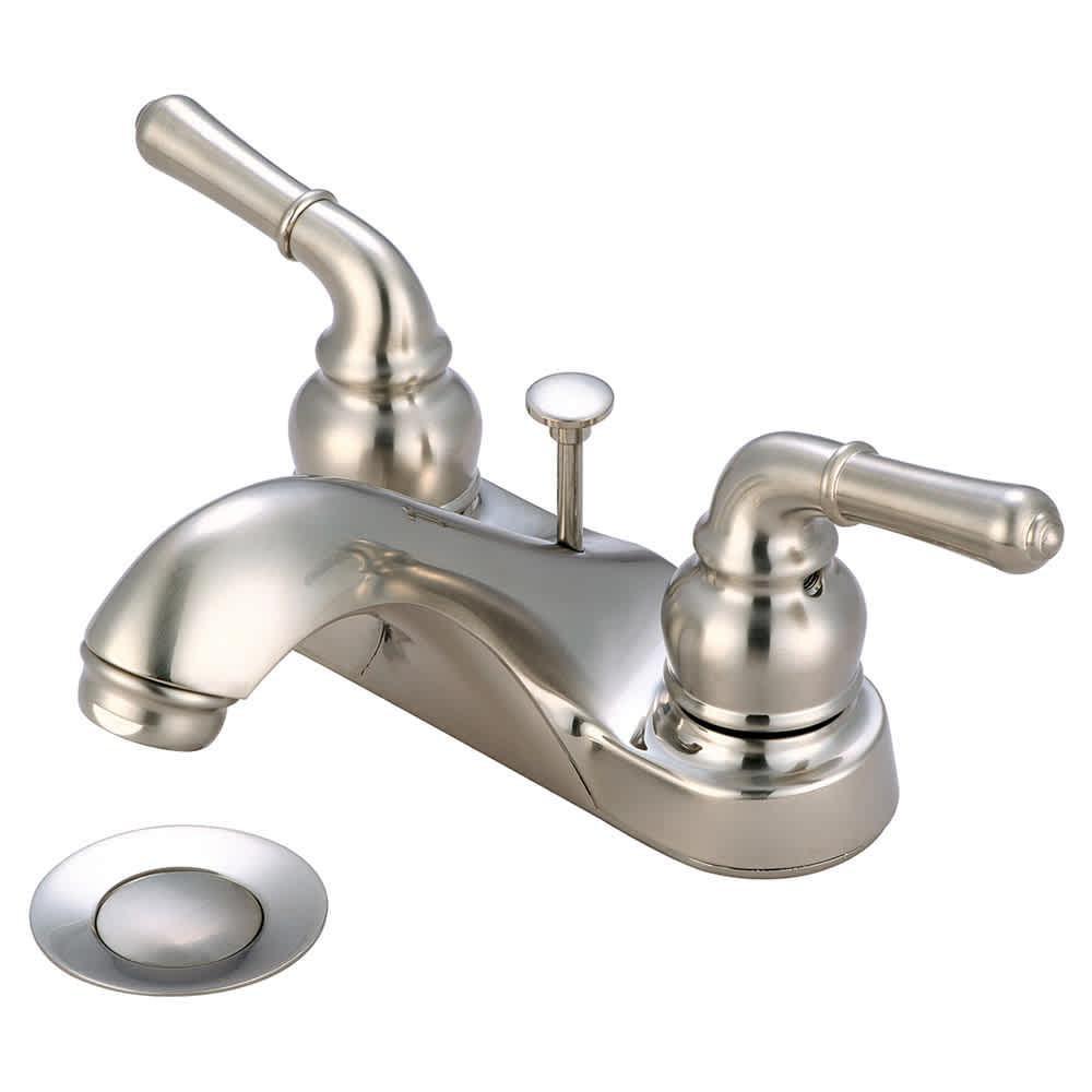 Olympia Faucets PVD Brushed Nickel Two Handle Centerset Bathroom Sink Faucet 