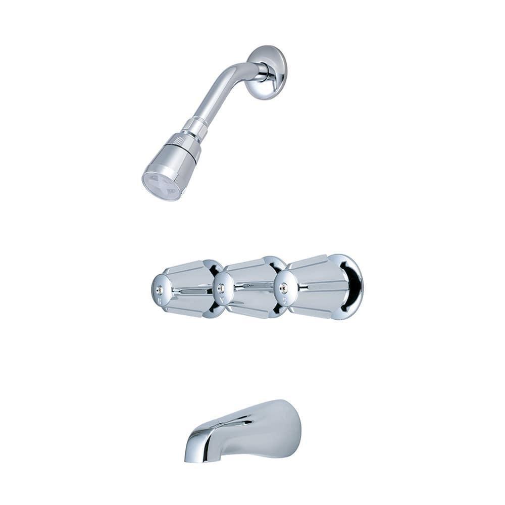 Olympia Group Polished Chrome 2.5 gpm Tub and Shower Set with Triple Round Handle 
